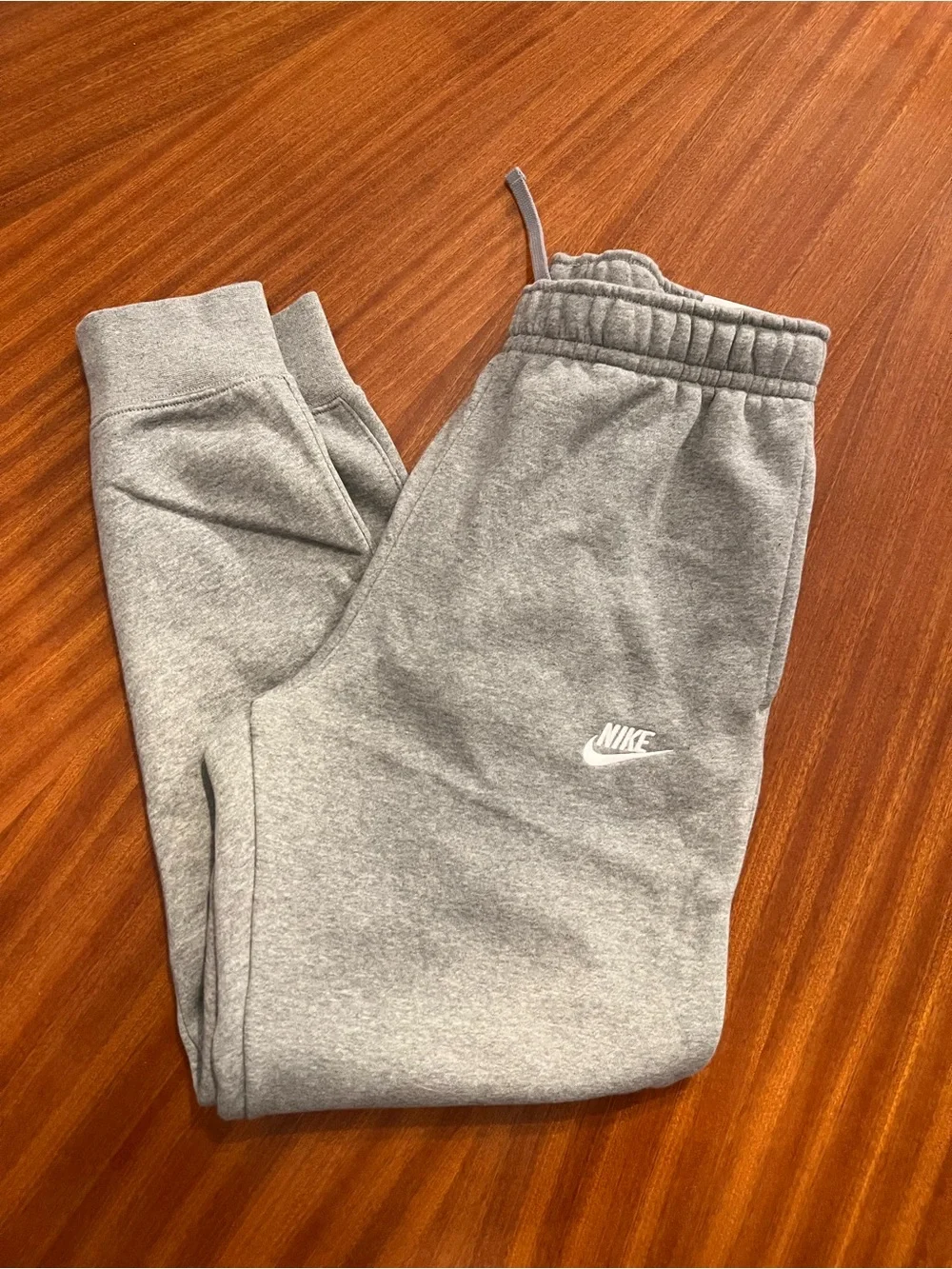 Nike Grey Men's Fleece Joggers with White Swoosh
